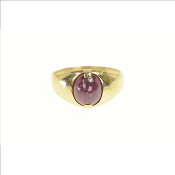 10K 7.60 Ct Natural Ruby Cabochon 1960's Men's Yellow Gold Ring, Size 15.25