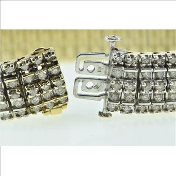 10K 9.00 Ctw Diamond Encrusted Wide Statement Yellow Gold Bracelet 7