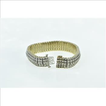 10K 9.00 Ctw Diamond Encrusted Wide Statement Yellow Gold Bracelet 7