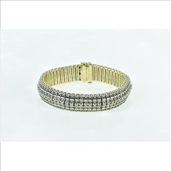 10K 9.00 Ctw Diamond Encrusted Wide Statement Yellow Gold Bracelet 7