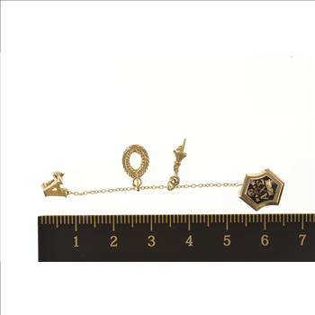 10K Alpha Chi Sigma Enamel Fraternity Chain Lapel Yellow Gold Pin/Brooch