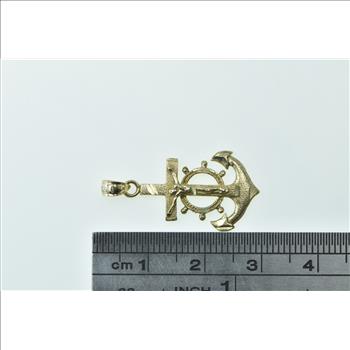 10K Anchor Crucifix Nautical Motif Faith Symbol Hope Yellow Gold Pendant
