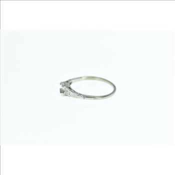 10K Art Deco Diamond 5.25mm Setting White Gold Ring, Size 8