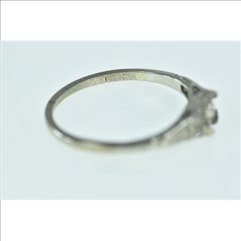 10K Art Deco Diamond 5.25mm Setting White Gold Ring, Size 8