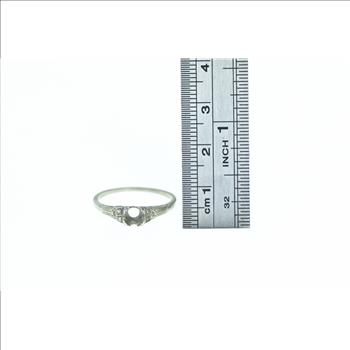 10K Art Deco Diamond 5.25mm Setting White Gold Ring, Size 8
