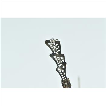 10K Art Deco Filigree Pink Topaz Ornate Bow White Gold Pin/Brooch