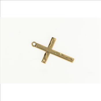 10K Art Deco Flower Engraved Cross Christian Yellow Gold Pendant