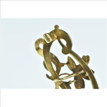 10K Art Nouveau Seed Pearl Ornate Flower Yellow Gold Pin/Brooch