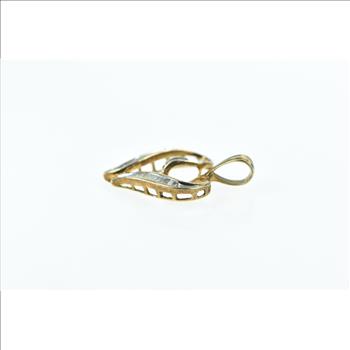 10K Baguette Diamond Curvy Heart Love Yellow Gold Pendant