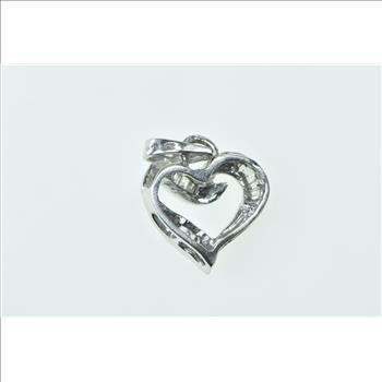 10K Baguette Diamond Heart Love Symbol White Gold Pendant