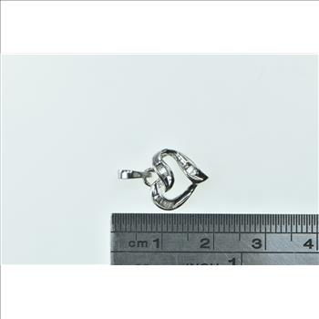10K Baguette Diamond Heart Love Symbol White Gold Pendant