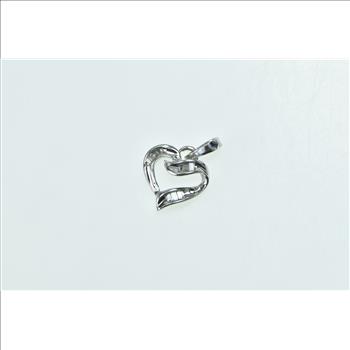 10K Baguette Diamond Heart Love Symbol White Gold Pendant