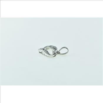 10K Baguette Diamond Heart Love Symbol White Gold Pendant