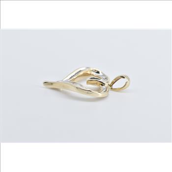 10K Baguette Diamond Heart Love Symbol Yellow Gold Pendant