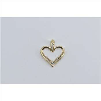 10K Baguette Diamond Heart Love Symbol Yellow Gold Pendant