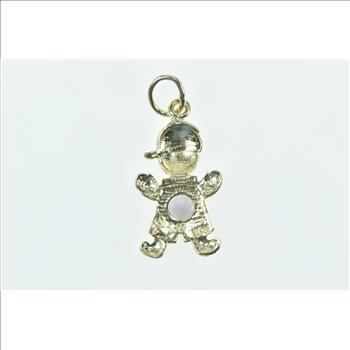 10K Birthstone Baby Boy February Sim. Amethyst Yellow Gold Charm/Pendant