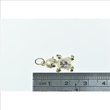 10K Birthstone Baby Boy February Sim. Amethyst Yellow Gold Charm/Pendant