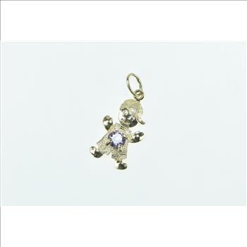 10K Birthstone Baby Boy February Sim. Amethyst Yellow Gold Charm/Pendant