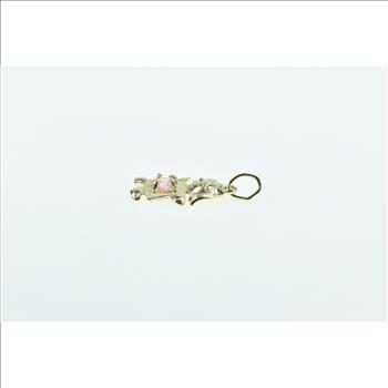 10K Birthstone Baby Girl August Pink CZ Yellow Gold Charm/Pendant