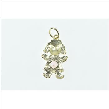 10K Birthstone Baby Girl August Pink CZ Yellow Gold Charm/Pendant