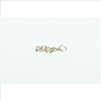 10K Birthstone Baby Girl August Pink CZ Yellow Gold Charm/Pendant