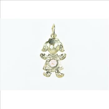 10K Birthstone Baby Girl August Pink CZ Yellow Gold Charm/Pendant