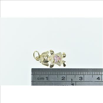 10K Birthstone Baby Girl August Pink CZ Yellow Gold Charm/Pendant