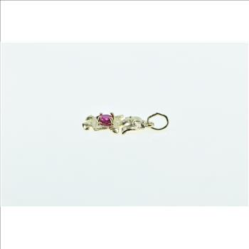 10K Birthstone Baby Girl July Sim. Ruby Daughter Yellow Gold Charm/Pendant