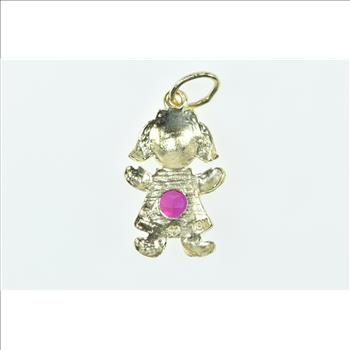 10K Birthstone Baby Girl July Sim. Ruby Daughter Yellow Gold Charm/Pendant