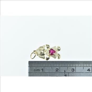 10K Birthstone Baby Girl July Sim. Ruby Daughter Yellow Gold Charm/Pendant