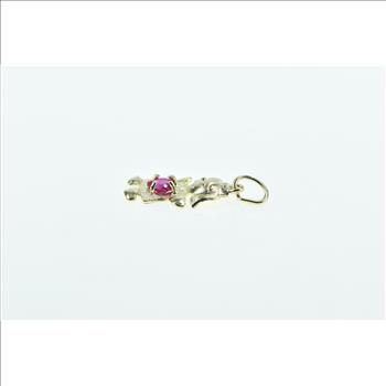 10K Birthstone Baby Girl July Sim. Ruby Daughter Yellow Gold Charm/Pendant