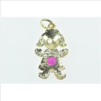 10K Birthstone Baby Girl July Sim. Ruby Daughter Yellow Gold Charm/Pendant