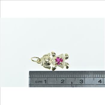 10K Birthstone Baby Girl July Sim. Ruby Daughter Yellow Gold Charm/Pendant