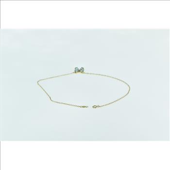 10K Blue Topaz Flower Cluster Cable Chain Yellow Gold Bracelet 10