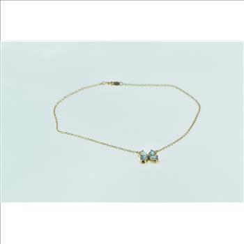 10K Blue Topaz Flower Cluster Cable Chain Yellow Gold Bracelet 10