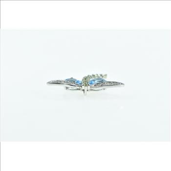 10K Blue Topaz Peridot Dragonfly Change Symbol White Gold Pendant