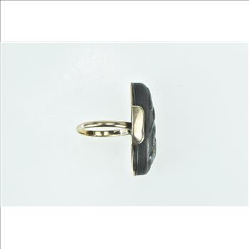 10K Bronze Quail Cattail Scene Domed Statement Yellow Gold Ring, Size 7.75