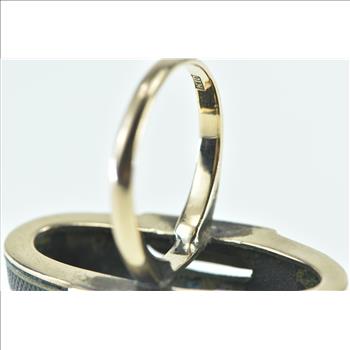 10K Bronze Quail Cattail Scene Domed Statement Yellow Gold Ring, Size 7.75