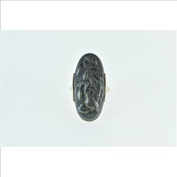 10K Bronze Quail Cattail Scene Domed Statement Yellow Gold Ring, Size 7.75