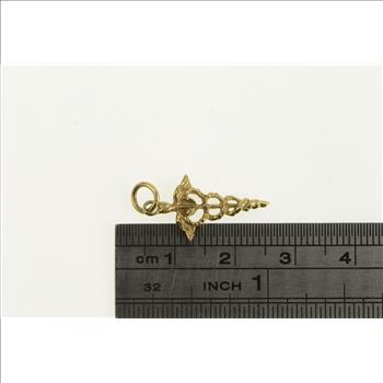 10K Caduceus Health Medicine Symbol Doctor RN Yellow Gold Charm/Pendant