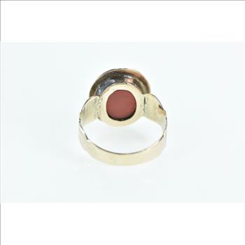 10K Carved Carnelian Intaglio Victorian Yellow Gold Ring, Size 7