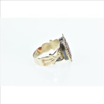 10K Carved Carnelian Intaglio Victorian Yellow Gold Ring, Size 7