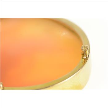 10K Carved Elaborate Guardian Angel Cameo Yellow Gold Pendant