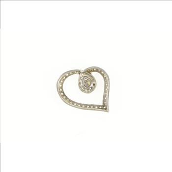 10K Classic Diamond Inset Loop Heart Love White Gold Pendant