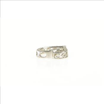 10K Classic Diamond Inset Loop Heart Love White Gold Pendant