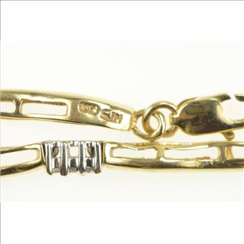 10K Classic Diamond Wavy Bar Link Tennis Yellow Gold Bracelet 7