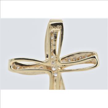 10K Classic Diamond Wavy Vintage Cross Christian Yellow Gold Pendant