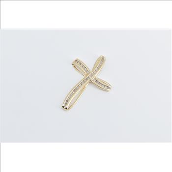 10K Classic Diamond Wavy Vintage Cross Christian Yellow Gold Pendant