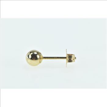 10K Classic Round Sphere Ball Single Vintage Yellow Gold Earring