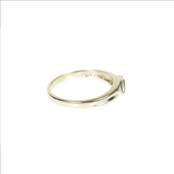 10K Classic Simple Diamond Inset Wedding Band White Gold Ring, Size 5